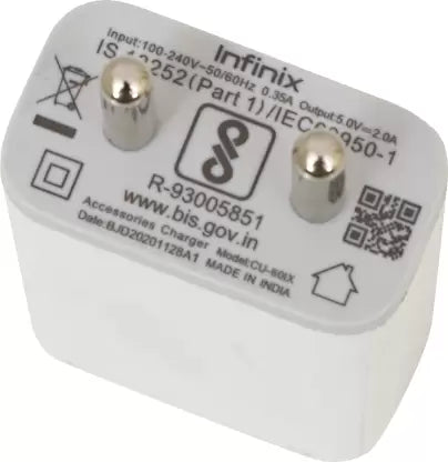 Infinix 2 A Mobile Charger  (White) Infinix 2 A Mobile Charger  (White)